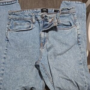 Cotton Light Wash Denim Jeans Tapered Legs